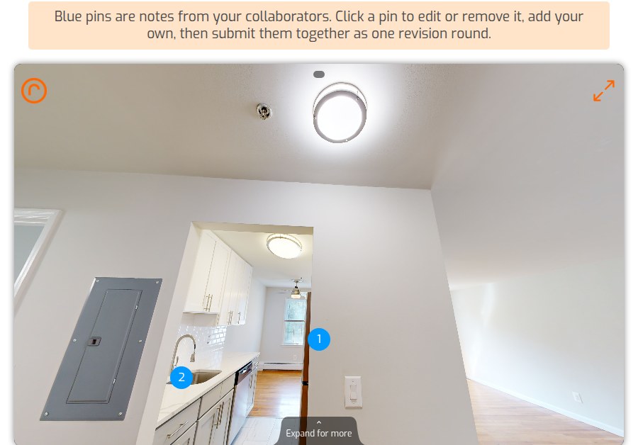 360 degree key scan point with blue collaborator pins