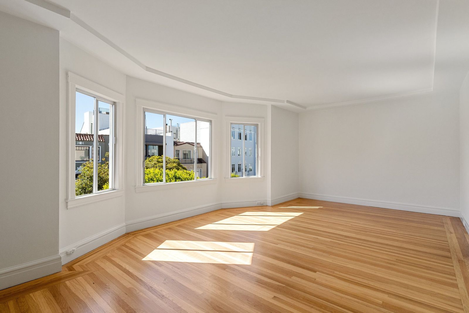 Living room before virtual staging: empty room